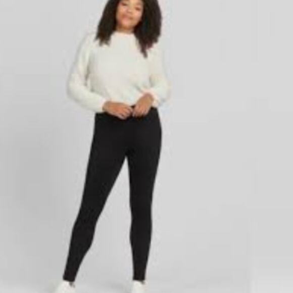 ASSETS BY SPANX Black Faux Suede High Rise Leggings 1X - Picture 2 of 11